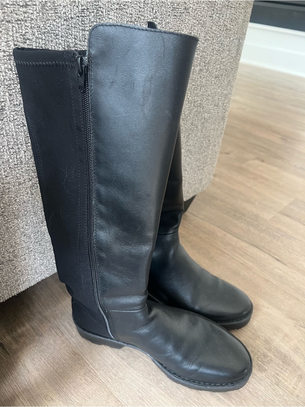 Born Tall Black Leather & Stretch Riding Boots